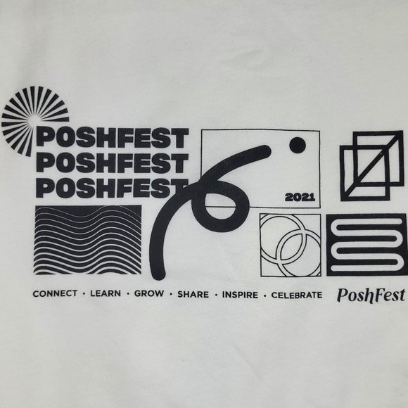 NWOT Swagup Poshfest 2021 White Cotton T Shirt Size Large - Picture 1 of 6